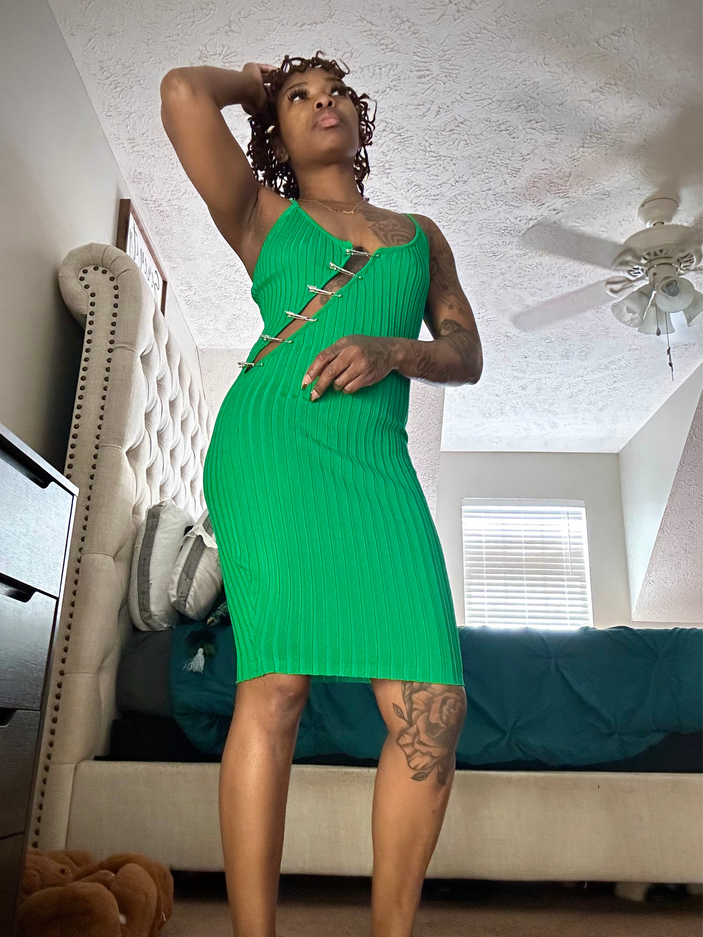 Green Cutout Dress