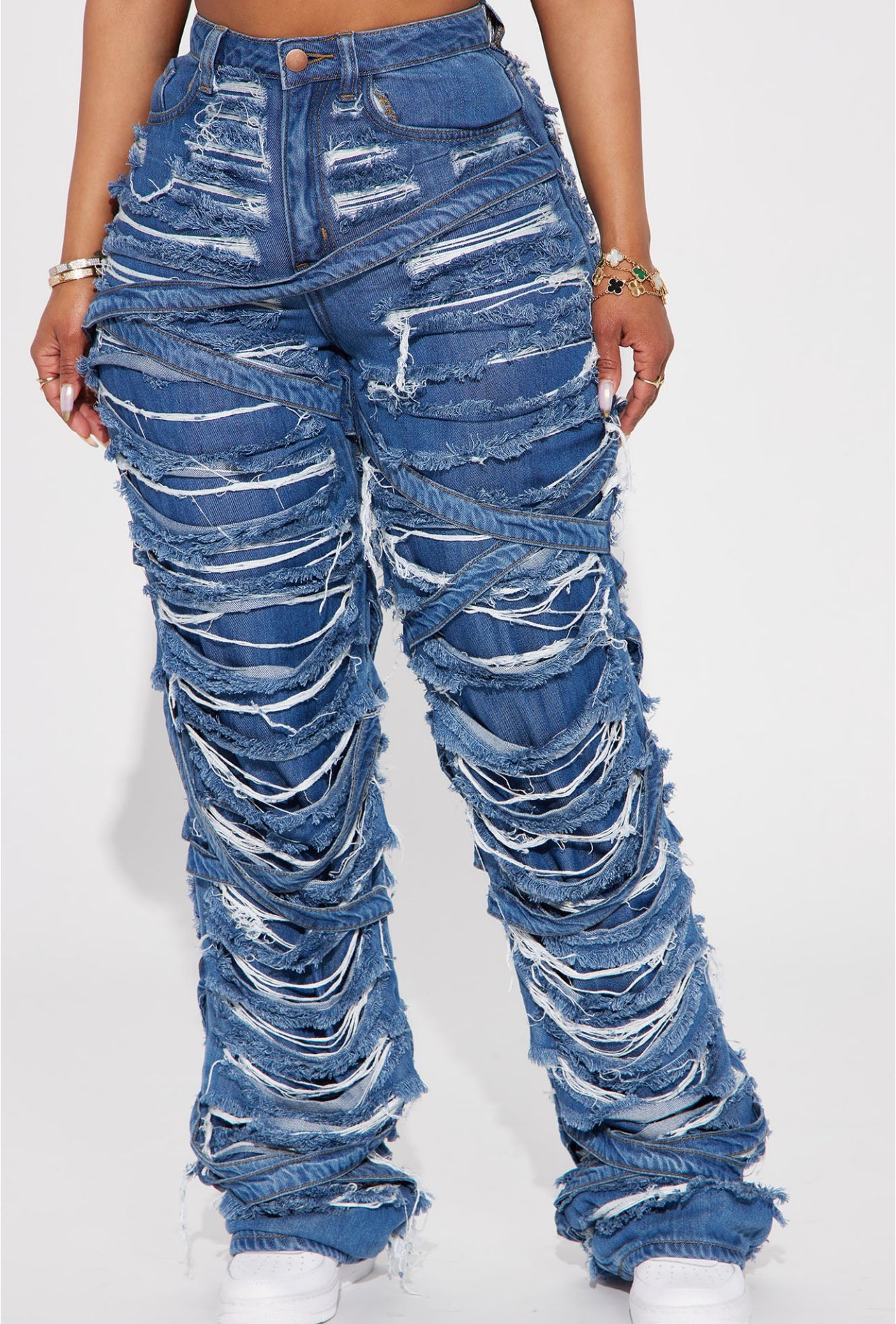 Straight Shredded Denim